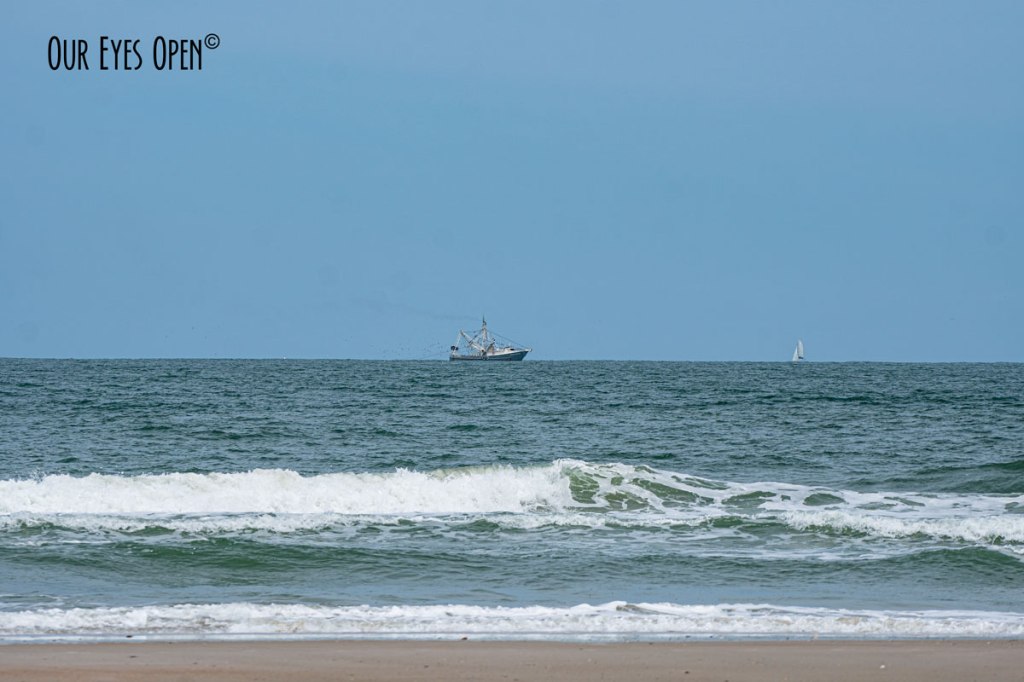 Looking out at the Atlantic Ocean at a Shrimp Boat from Little Talbot Island.